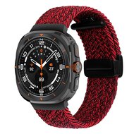 Braided band met D-buckle sluiting - Rood met zwart - Samsung Galaxy Watch Ultra / Ultra 2 - 47mm