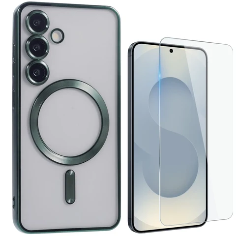Backcover met 2x Screenprotector Samsung Galaxy S26 Plus Hoesjes - MagSafe - Camera Lens Protector - Groen