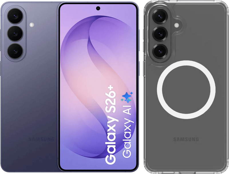 Samsung Galaxy S26 Plus 256GB Donkerblauw 5G +BlueBuilt Back Cover met Magneet Transparant