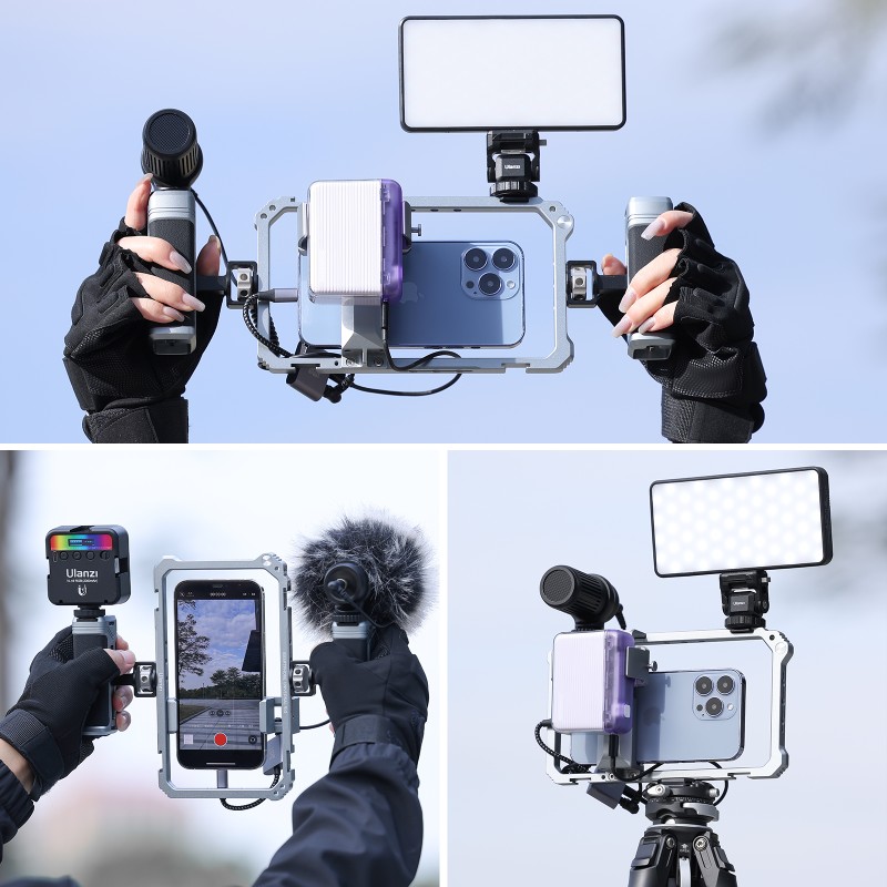 Ulanzi metalen smartphone rig met handgrepen voor professionele video-opnames