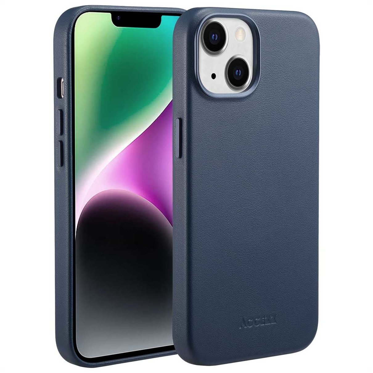 Accezz MagSafe Leather Backcover iPhone 14 Telefoonhoesje Blauw