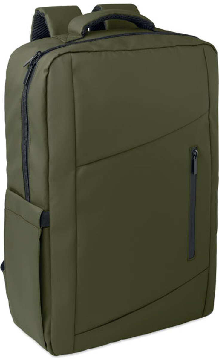 15'' laptoprugzak van 600D RPET met PU-coating kleur Groen