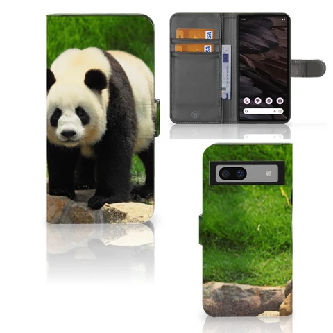Google Pixel 7A | Telefoonhoesje | Met pasjeshouder | Panda