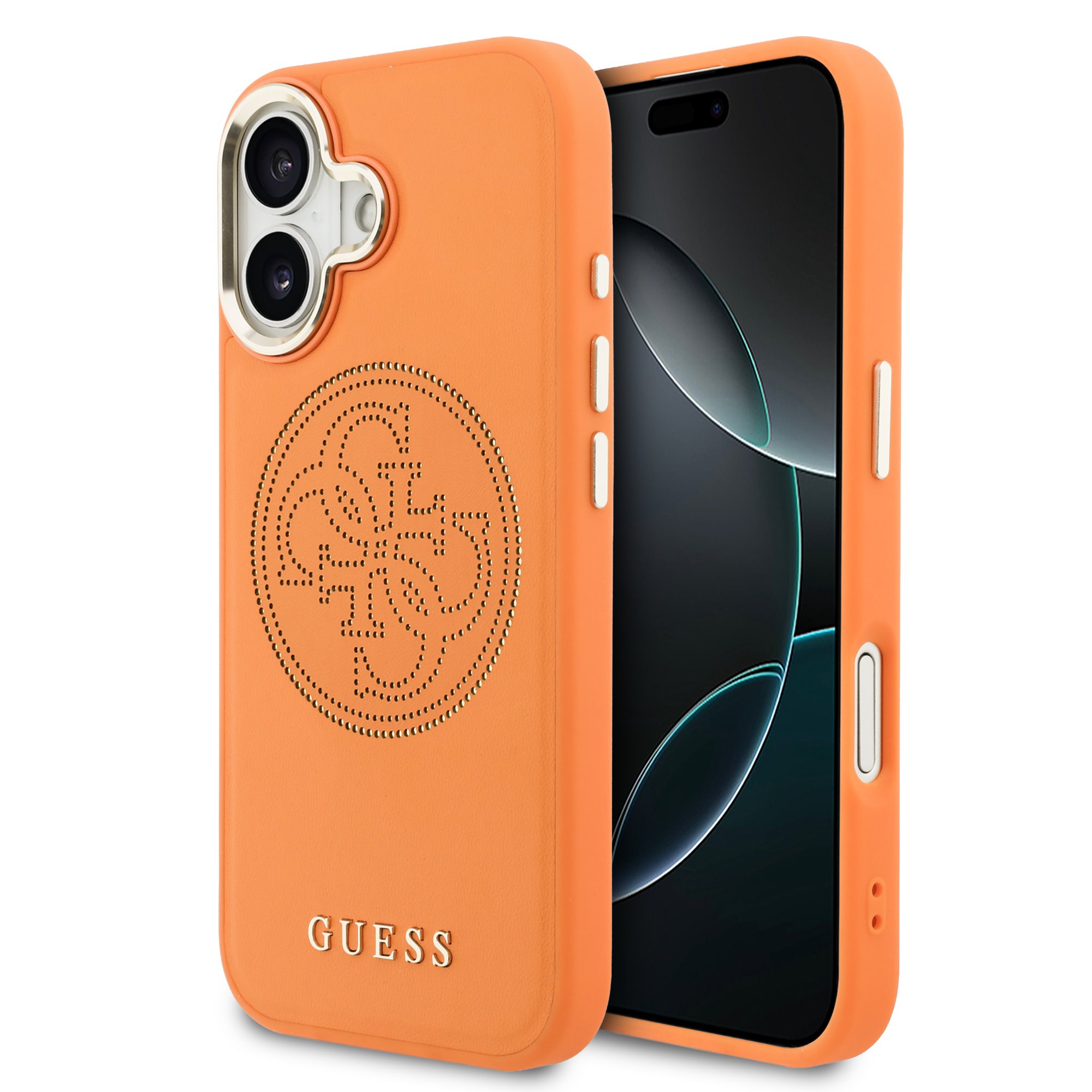 Guess PU Perforated 4G Logo MagSafe Hoesje iPhone 17 - Oranje