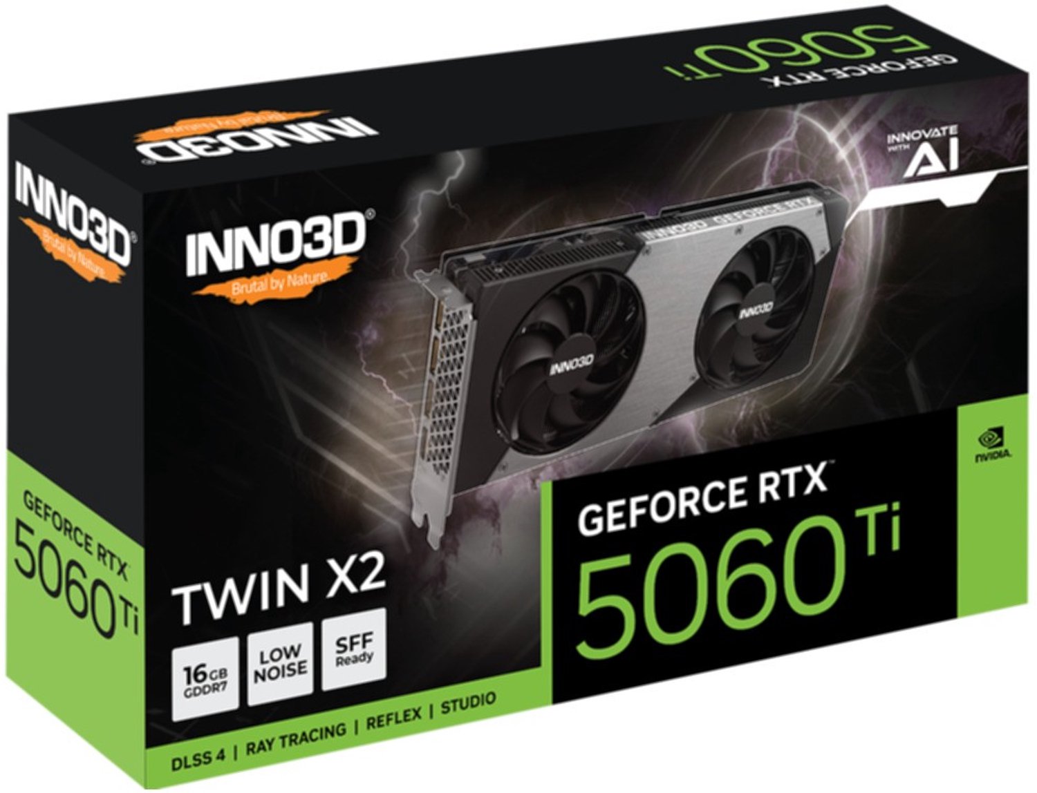 INNO3D NVIDIA GeForce RTX 5060 Ti TWIN X2 - Videokaart - 16GB - GDDR7 - PCIe 5.0 - 1x HDMI 2.1b - 3x DisplayPort 2.1a
