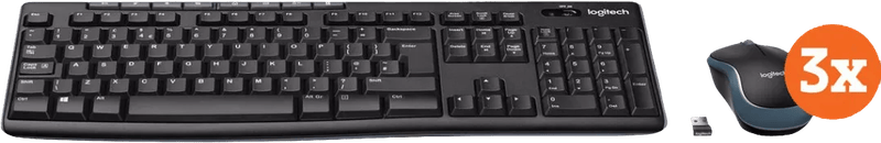 Logitech MK270 Draadloos Toetsenbord en Muis QWERTY 3-Pack