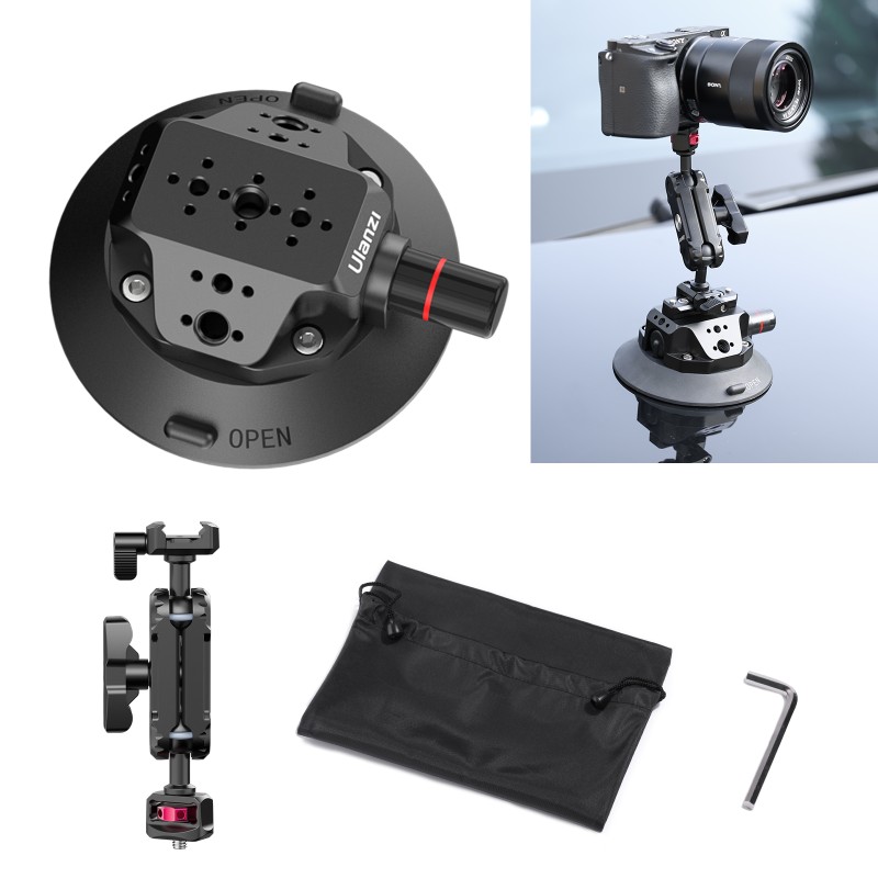 Ulanzi SC-02 extra sterke zuignap 4.5 inch met vacuümpomp en magic arm tot 3kg