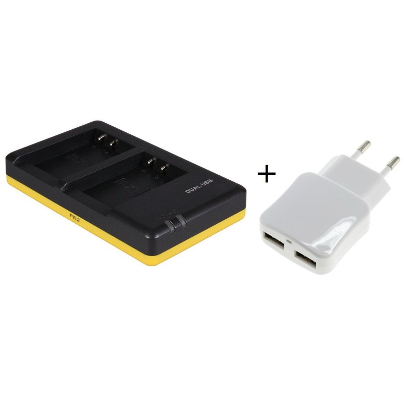 Duo lader voor 2 camera accu's Canon LP-E17 + handige 2 poorts USB 230V adapter