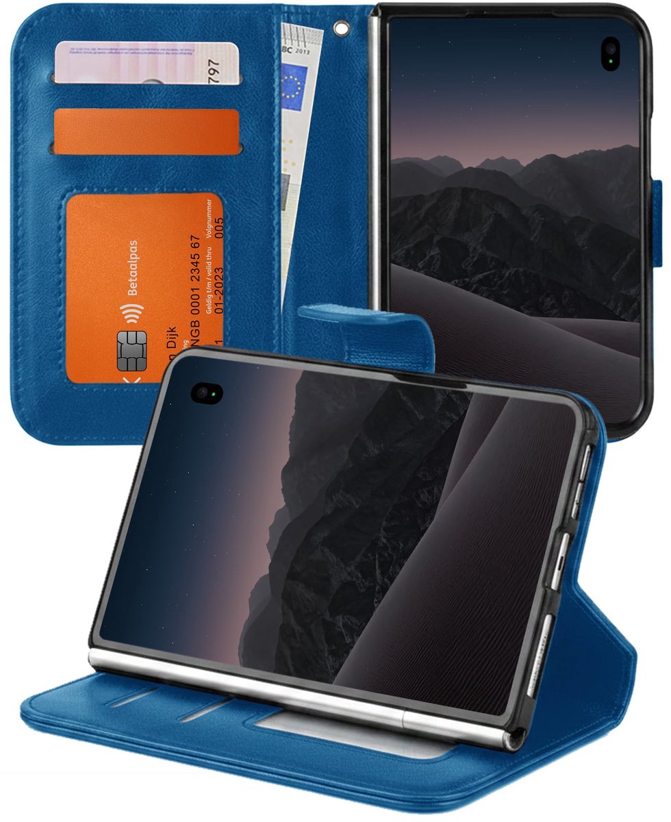Hoesje - Geschikt voor Apple iPhone Duo - Luxe Bookcase - Walletcase Hoes - Portemonnee - Cover - Telefoonhoes - Donkerblauw