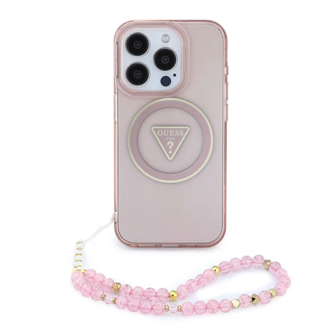 Guess iPhone 15 Pro Backcover hoesje - HC O Magsafe IML Triangle Logo W/ Pearl - Roze