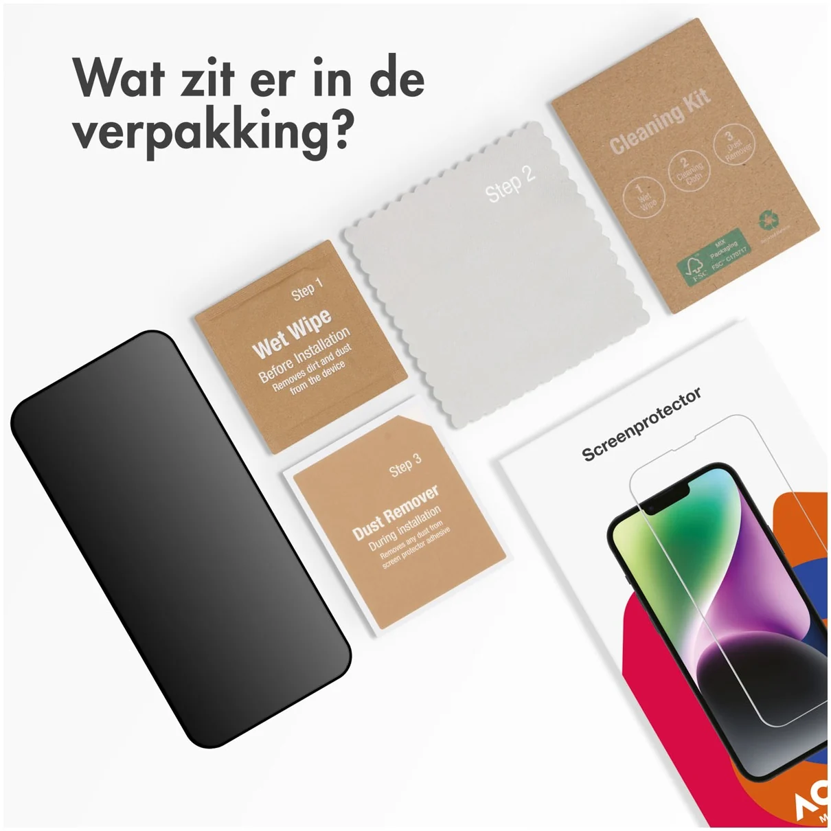 Accezz Gehard Glas Privacy Screenprotector iPhone 15 Smartphone screenprotector Transparant