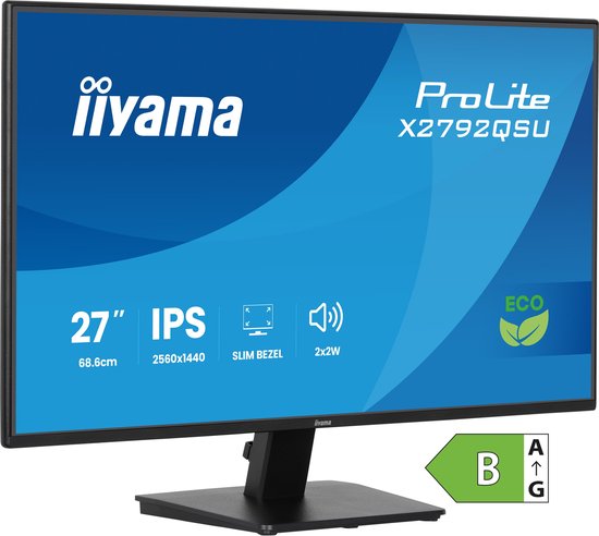 iiyama ProLite X2792QSU-B1 - 27 inch - QHD - IPS - USB-Hub (2x) - Energy label B