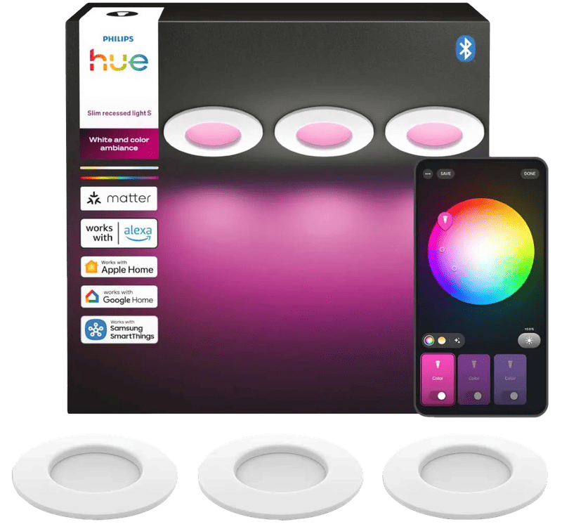 Philips Hue Inbouwspot Slim 3-Pack - White and Color - 90mm - Wit