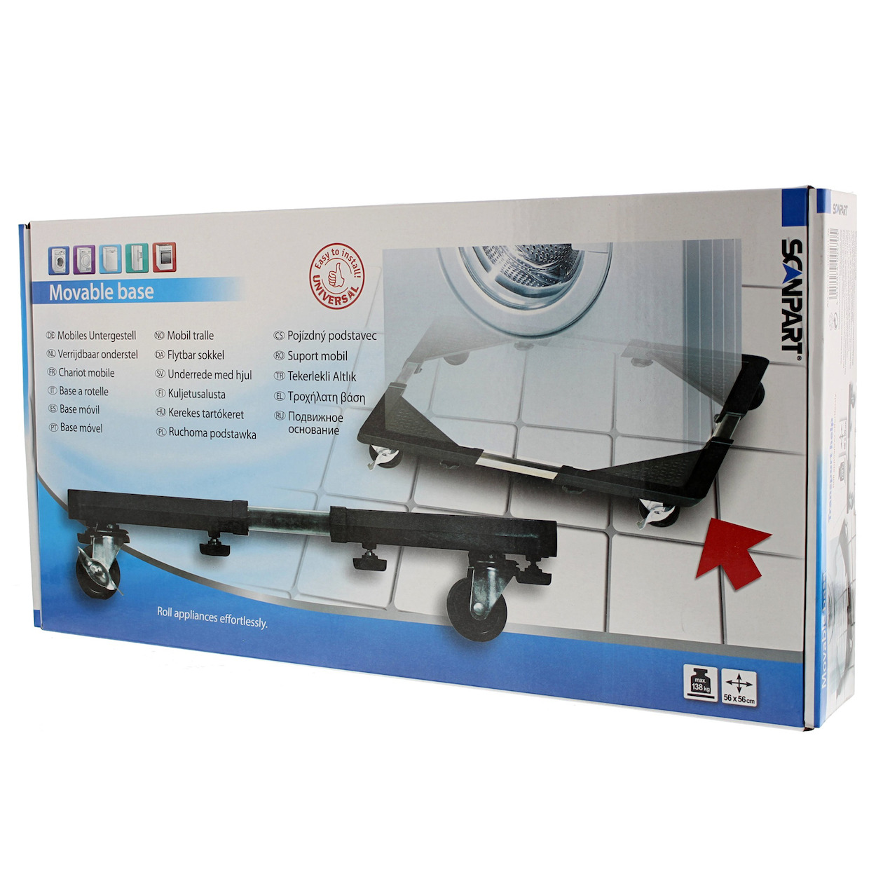 Scanpart wasmachine onderstel met wielen Wasmachine accessoire