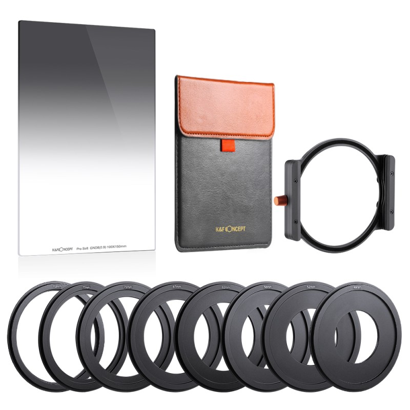K&F Concept filterkit square met houder, GND8 soft gradueelfilter en 8 adapterringen