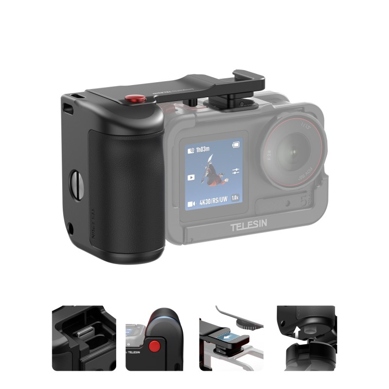 Telesin StreetGrip handvat DJI Osmo Action 3/4/5 zonder cage