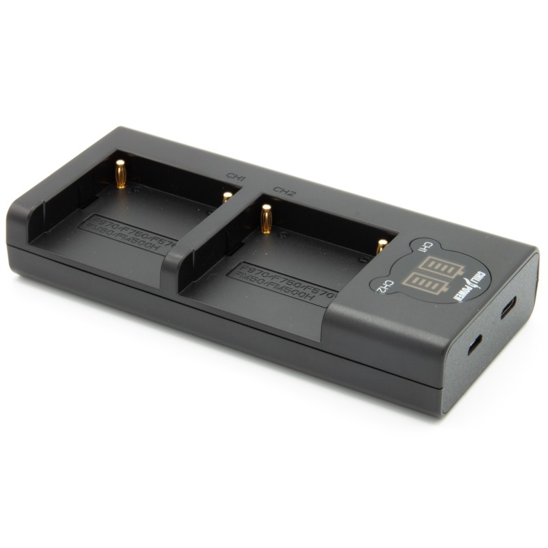 ChiliPower Sony NP-F330 / NP-F530 / NP-F550 dubbellader voor 2 camera accu's (tegelijk)