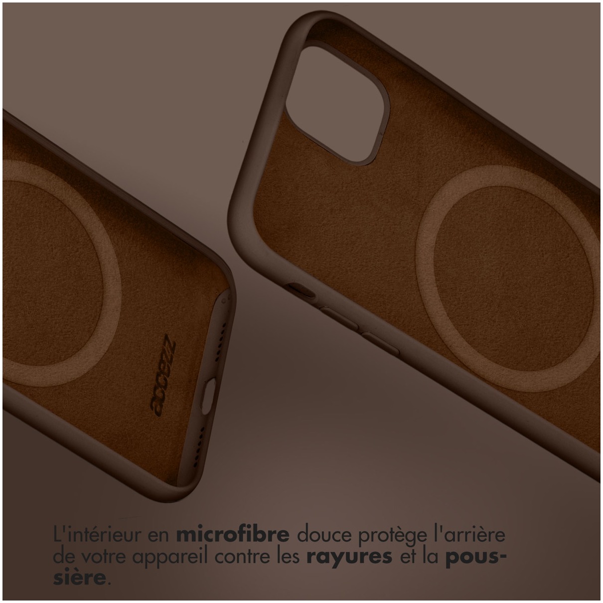 Accezz Liquid Silicone Backcover met MagSafe voor Apple iPhone 15 Telefoonhoesje Bruin