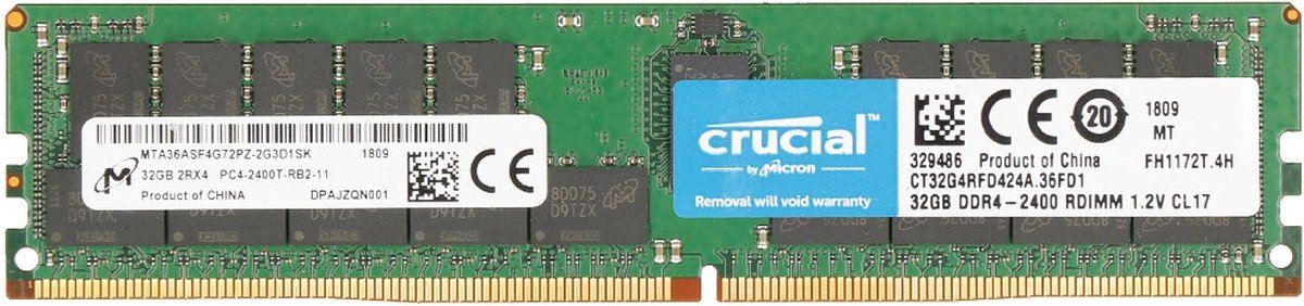 32GB DDR4 2400MHZ ECC RDIMM (2Rx4)