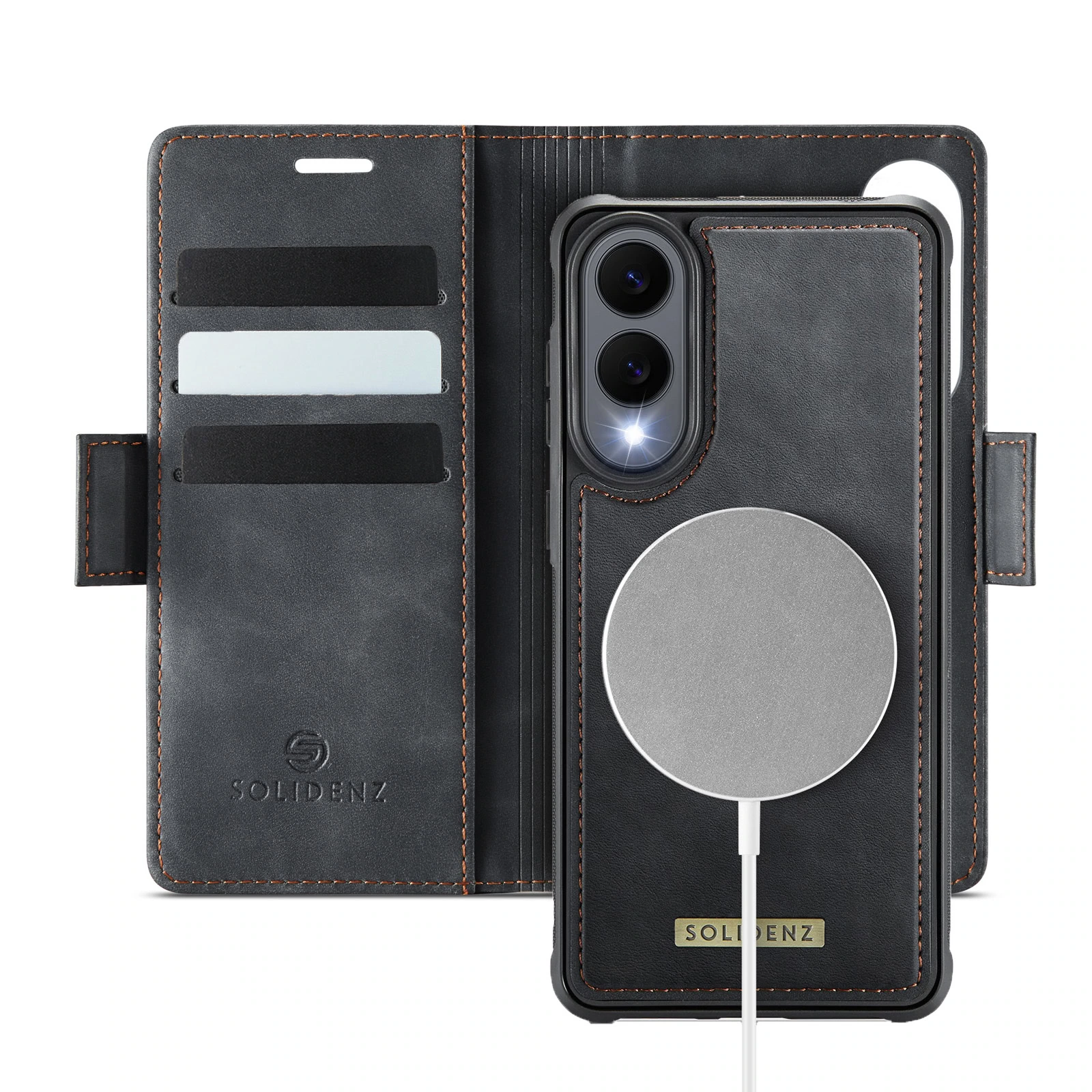Solidenz 2-in-1 MagSafe Wallet Case voor Samsung Galaxy S25 Edge - Zwart