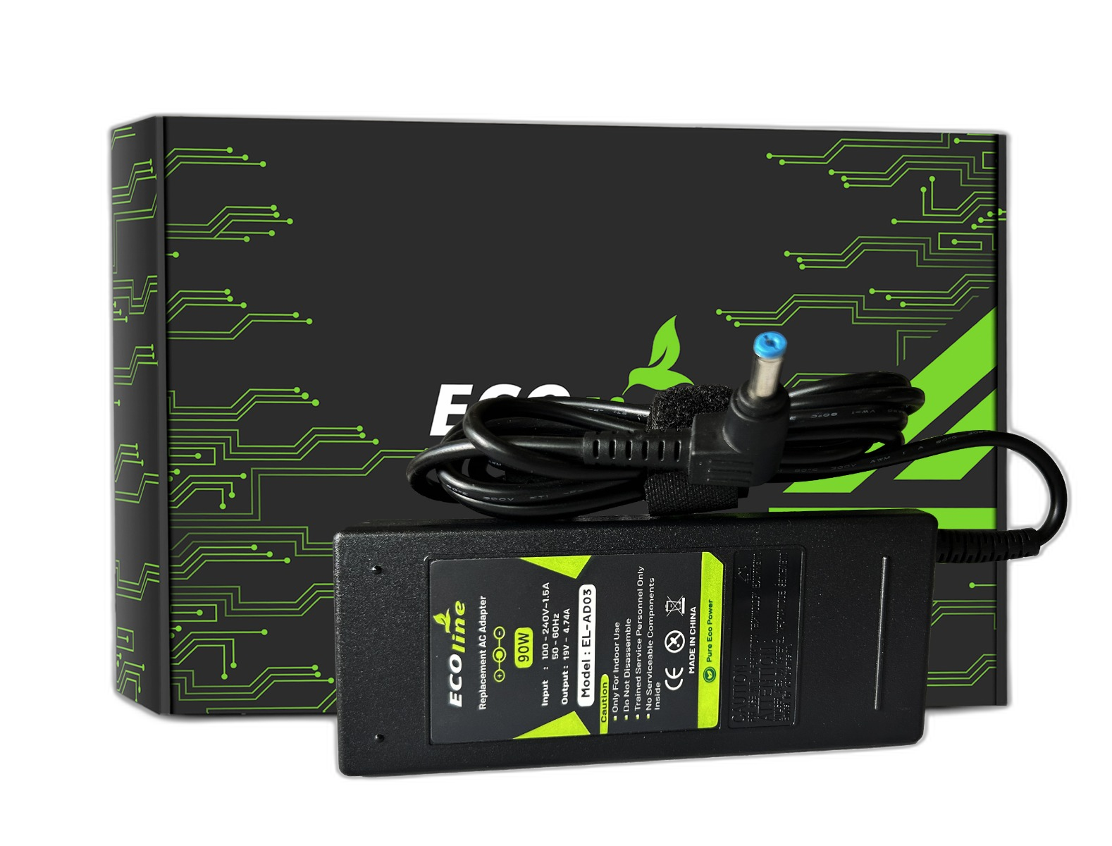 EcoLine - Oplader / AC Adapter - Compatibel Met De Acer Aspire 5733 5749 5749Z 5750 5750G 7750G V3-531 V3-551 V3-571 V3-571G - 19V 4.74A 90W