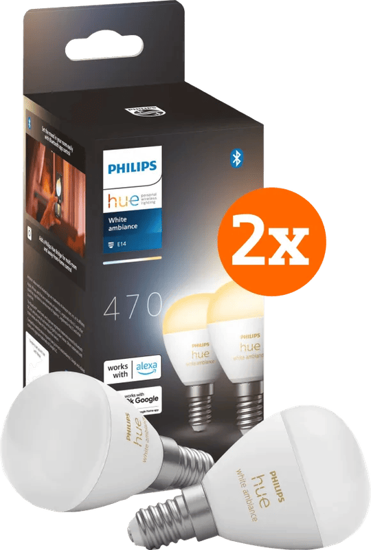 Philips Hue Luster kogellamp White Ambiance E14 4-pack