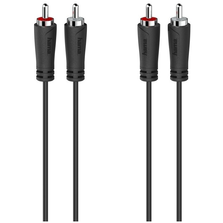 Hama Audiokabel, 2 cinch-stekkers - 2 cinch-stekkers, 5,0 m Luidspreker kabel Zwart