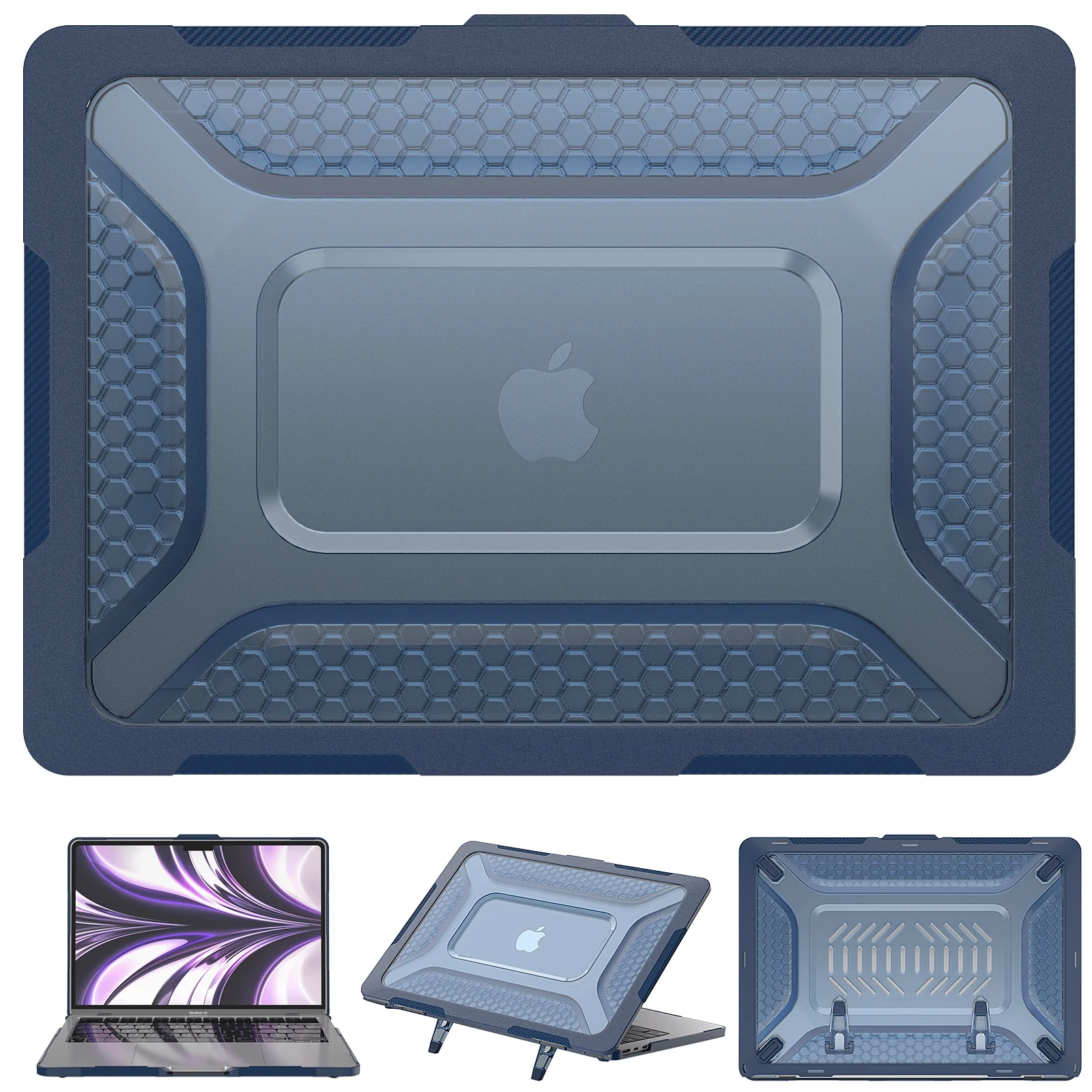 Turtle Shift Laptopcover Shield MacBook Air 13.6 inch 2022 / 2024 M3 / 2025 M4 / 2026 M5 - Blauw