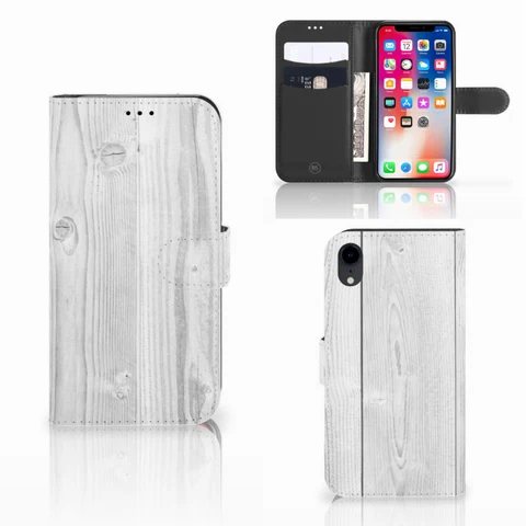 Apple iPhone Xr | Book Style Case | White Wood