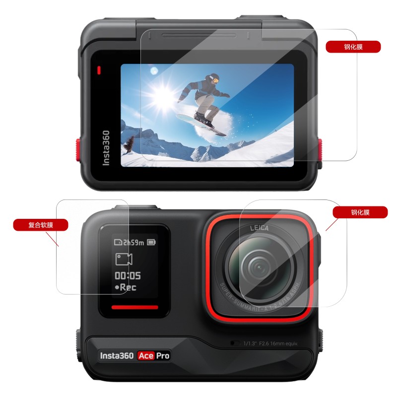 Telesin Screenprotector-set gehard glas Insta360 Ace Pro