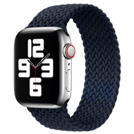 Braided Solo Loop nylon bandje - Maat: L - Donkerblauw - Geschikt voor Apple Watch 44mm / 45mm / 46mm / 49mm