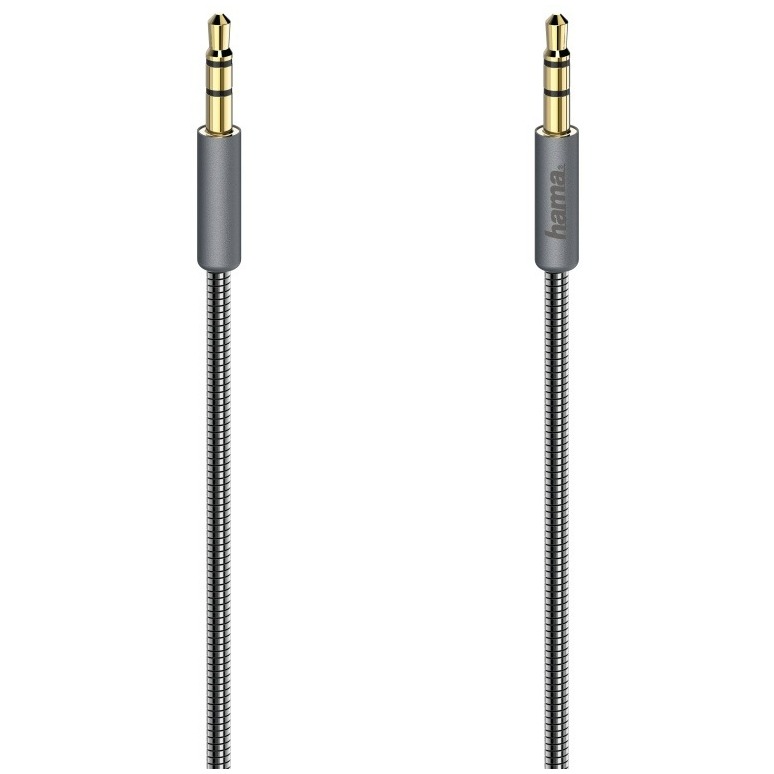 Hama Audiokabel Elite, 3,5-mm-jack-stereo - stereo, metaal, verguld, 0,75 m Mini jack kabel Grijs