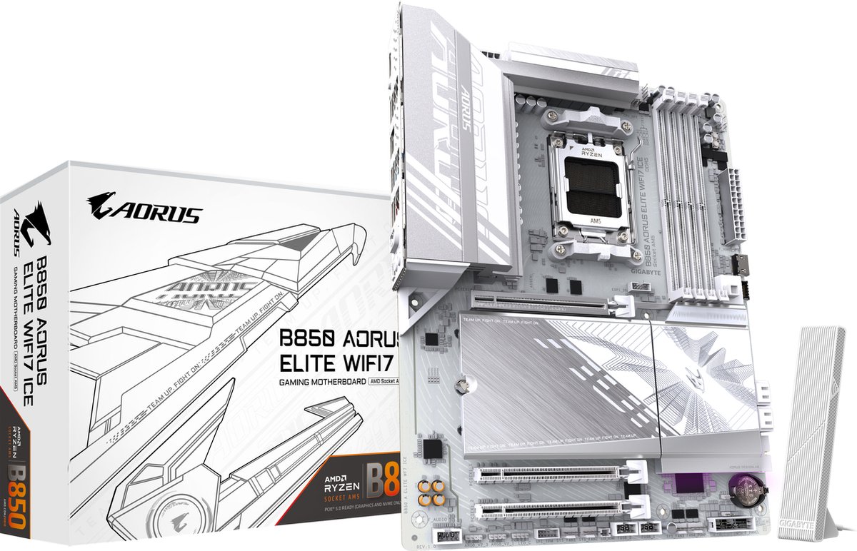 Gigabyte Moederbord B850 A Elite Wf7 Voor Amd Am5 Pcie5 0 Ddr5 Sata3 Usb3 2