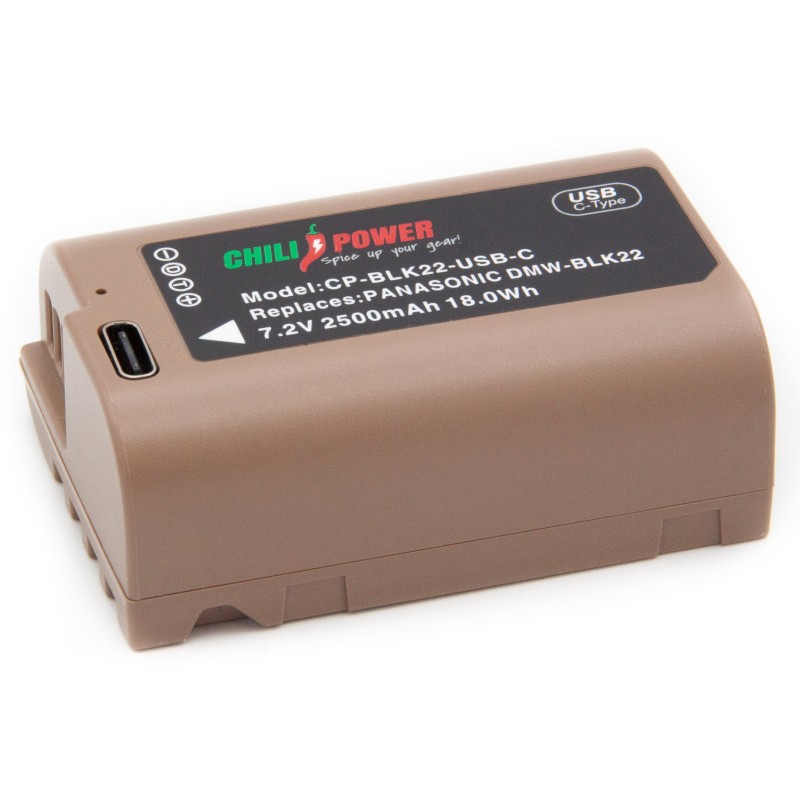 ChiliPower accu DMW-BLK22 USB-C versie voor Panasonic - 2500mAh