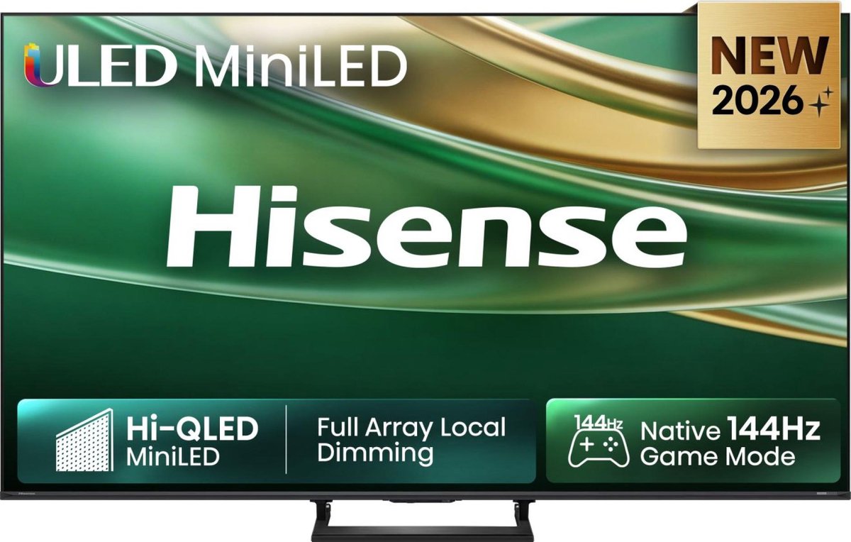 Hisense 55E8S SmartTV - 55 inch - 4K Hi-QLED MiniLED - 2026 - 600 nits - Native 144Hz Game Mode - Built-in Subwoofer - Hi-View AI Engine - Hi-QLED Colour - Total HDR Solution