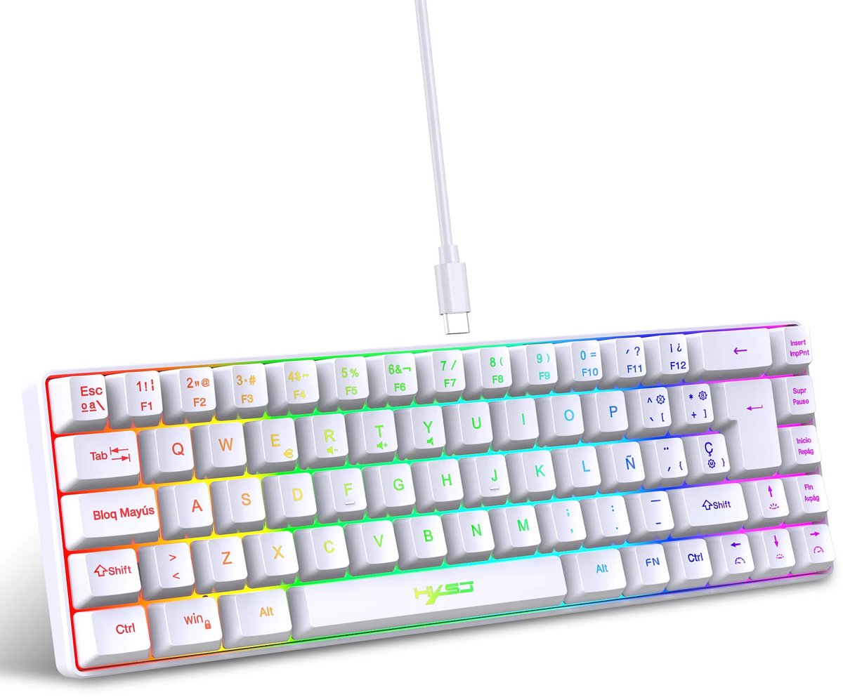 17Parts V200 Mini Gaming Toetsenbord - Bedraad - QWERTY - 68 Toetsen - RGB - USB-C - Wit