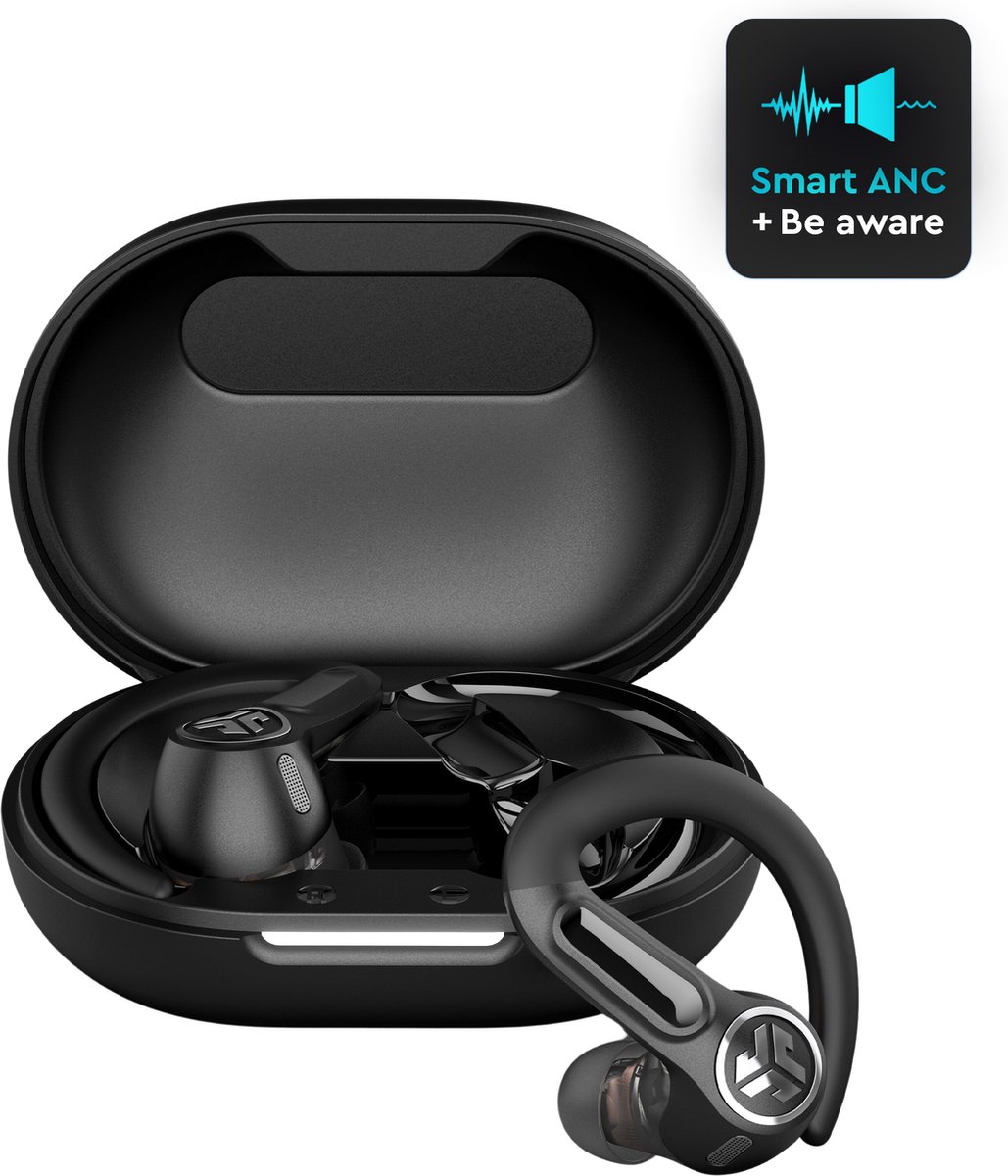 JLab Epic Sport ANC 3 Draadloze Oordopjes - Oortjes Draadloos – LDAC audio - Hybrid Active Noise Cancelling - 56 uur Batterijduur - IP66 Waterbestendig - Aanpasbare EQ3 instellingen - Bluetooth Multipoint - Hardlopen - Zwart