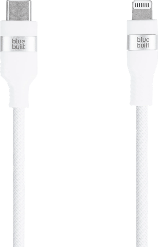BlueBuilt Usb C naar Lightning Kabel 1,5m Nylon Wit