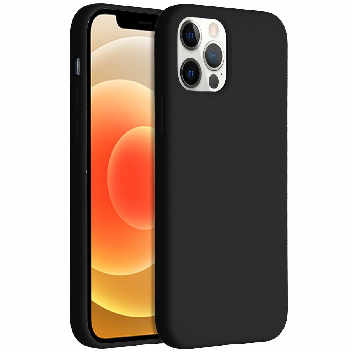 Accezz Liquid Silicone voor Apple iPhone 12 (Pro) Telefoonhoesje Zwart