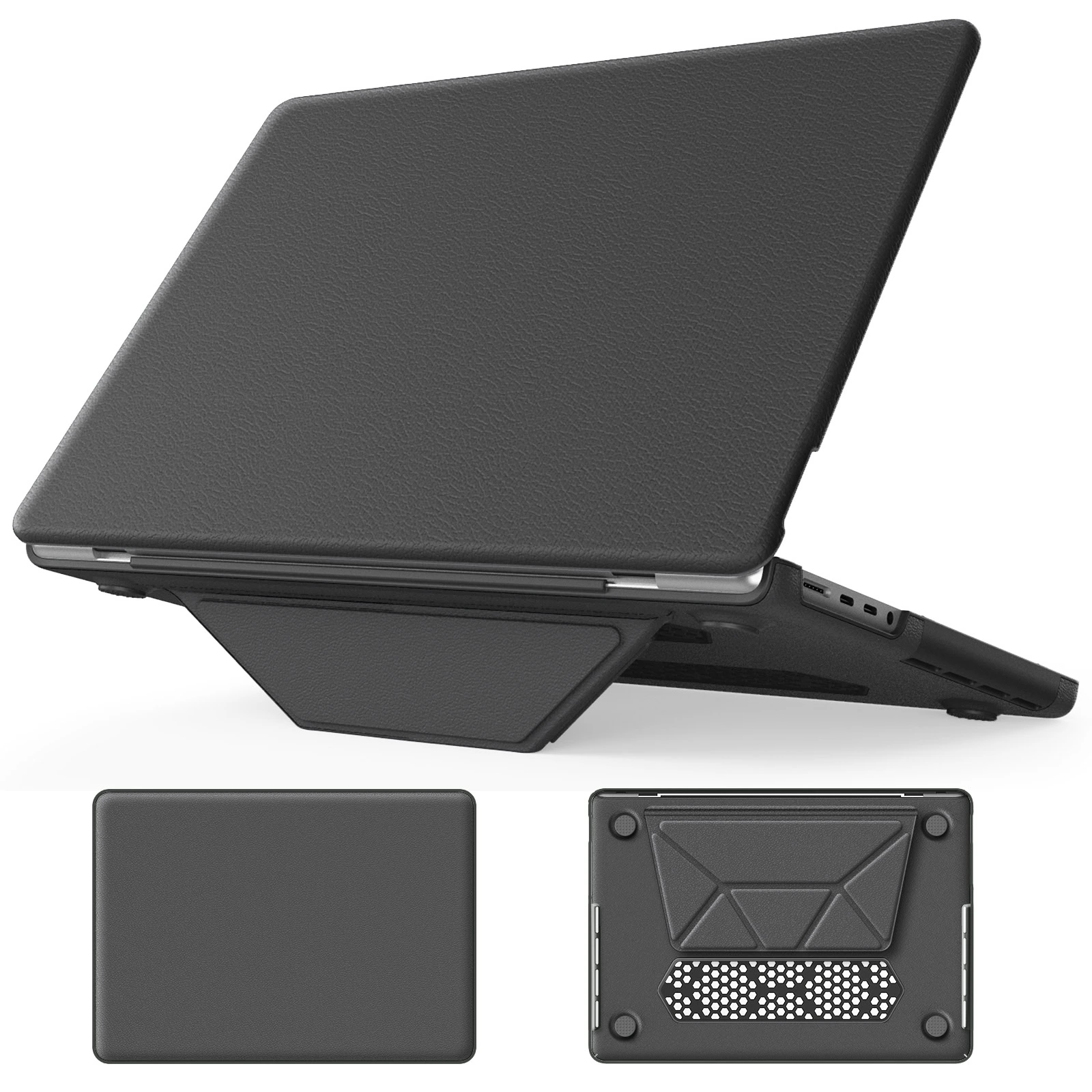 Turtle Shift vegan leer Laptopcover MacBook Pro 14 inch 2026 / 2025 / 2024 / 2023 / 2021 - Grijs
