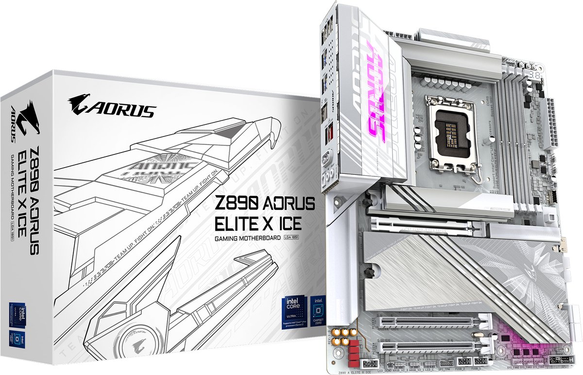 GIGABYTE Z890 A ELITE X ICE ATX-moederbord - Socket 1851 - Thunderbolt 4 - 2,5 GbE LAN - Wi-Fi 7/Bluetooth 5.4