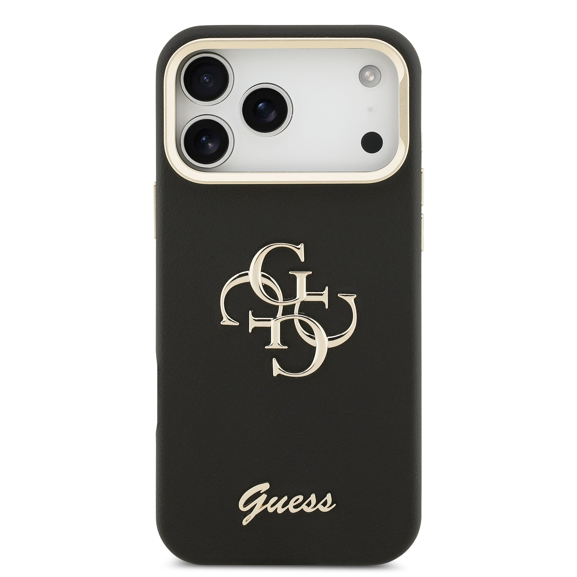 Guess 4G Logo hoesje met camerastand voor iPhone 17 Pro Max en iPhone 18 Pro Max - Zwart