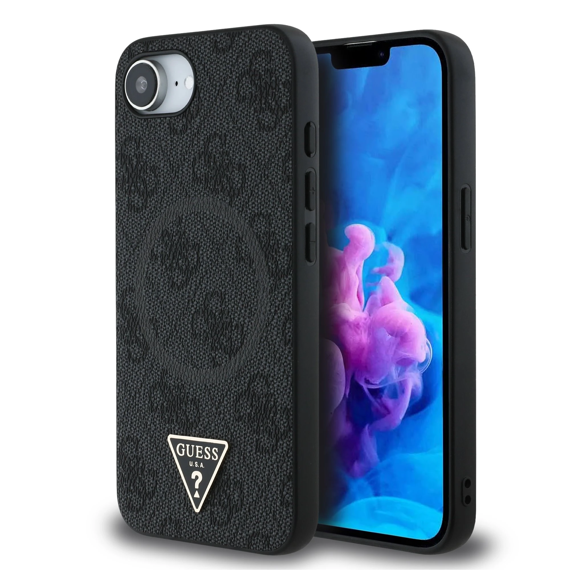 Guess Triangle Metal Logo met MagSafe iPhone 16e hoesje - Zwart