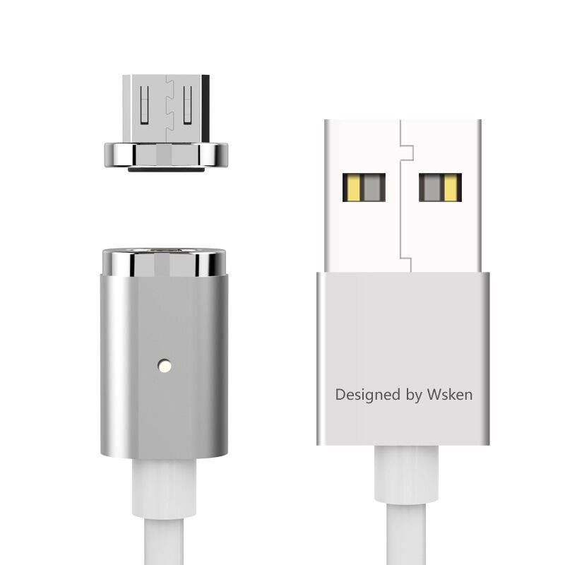 WSKEN X-Cable mini 2 magnetische micro USB kabel met LED indicator en nylon mantel