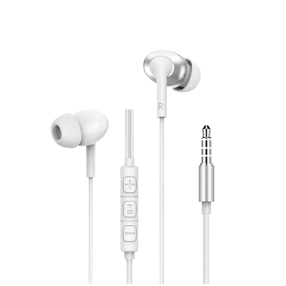WiWU EB317 3.5mm Bedrade Oordopjes 1.2m - Wit
