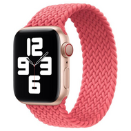 Braided Solo Loop nylon bandje - Maat: M - Roze - Geschikt voor Apple Watch 44mm / 45mm / 46mm / 49mm