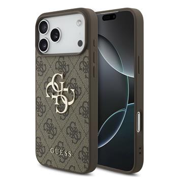 Guess PU 4G Metal Logo hoesje voor iPhone 17 Pro Max en iPhone 18 Pro Max - Bruin