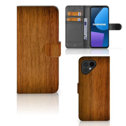 Fairphone 5 | Book Style Case | Donker Hout
