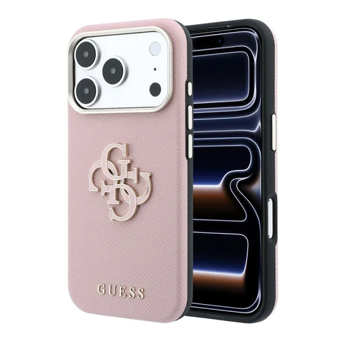 Guess iPhone 18 Pro Max Hoesje harde behuizing - SW - generfd PU - groot logo van hars Roze