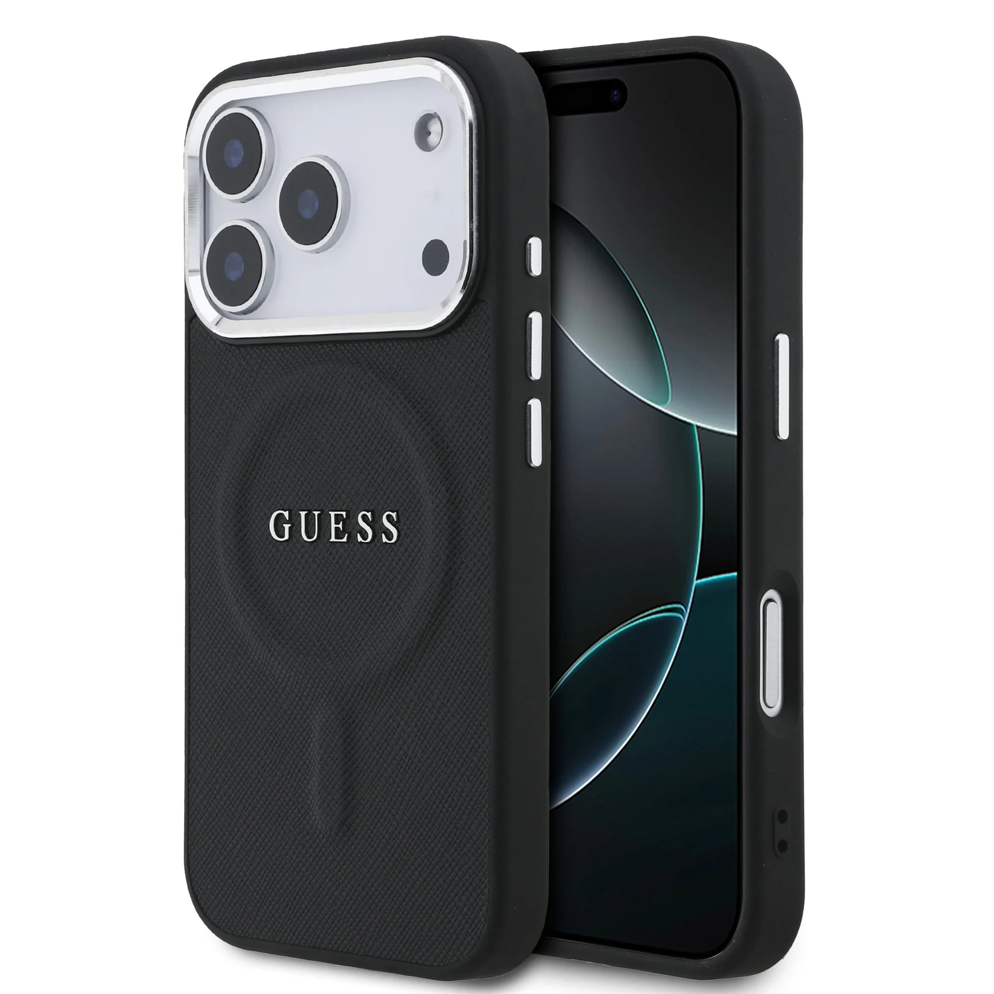 Guess PU Saffiano MagSafe Hoesje iPhone 17 Pro / 18 Pro - Zwart